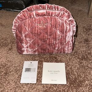 Kate spade velvet pink cosmetic bag